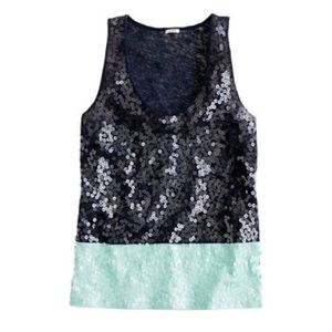 NWOT J. Crew Color-Blocked Sequin Tank Top